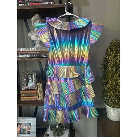 Celia B Acke Metalic Pleated Mini Dress Multi Womens Size Large - Picture 8 of 16